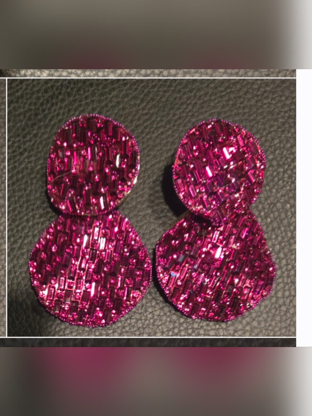 Fuchsia Sparkle Beaded Double Disc Drop Earrings - Women Jewelry